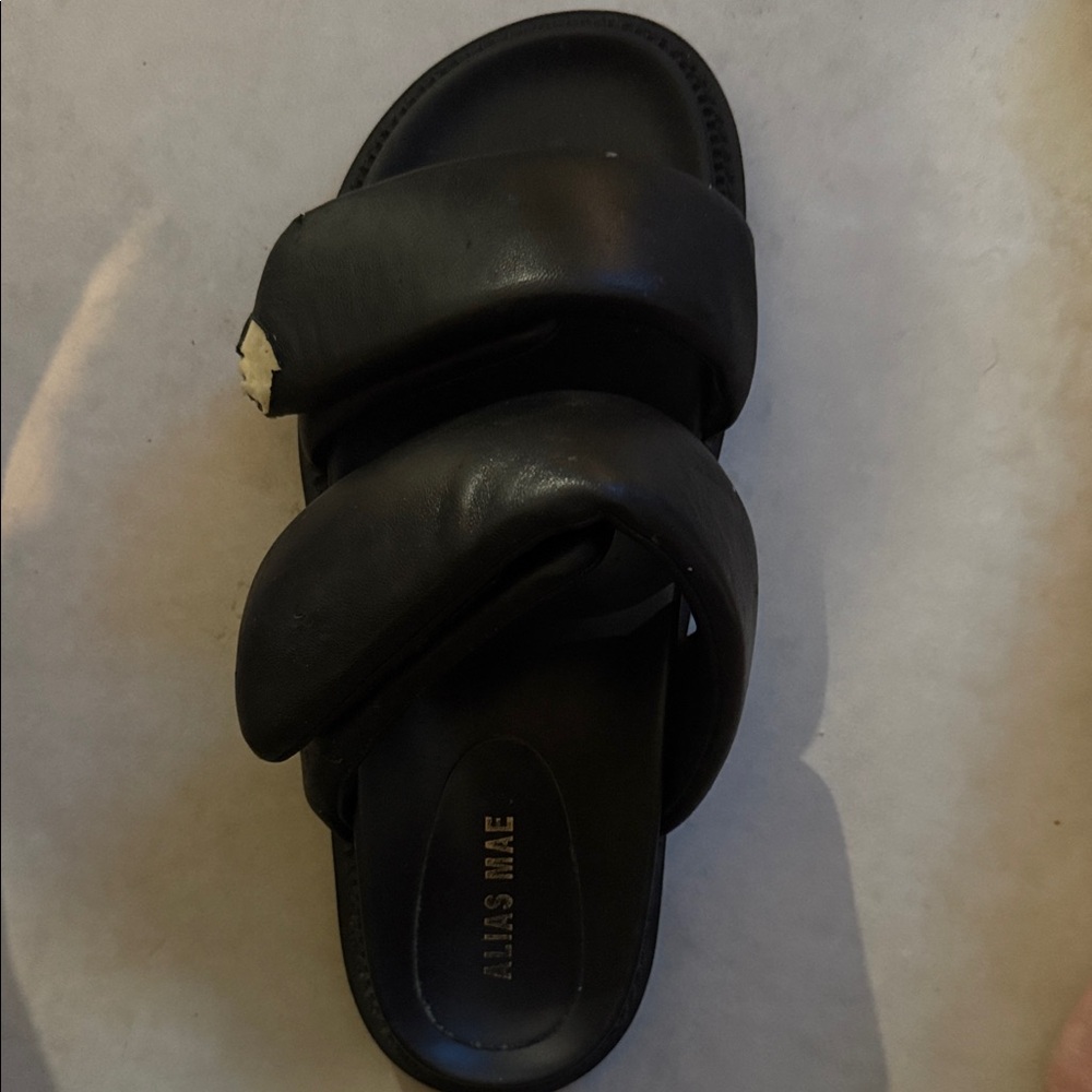 Alias Mae Black Leather Slides